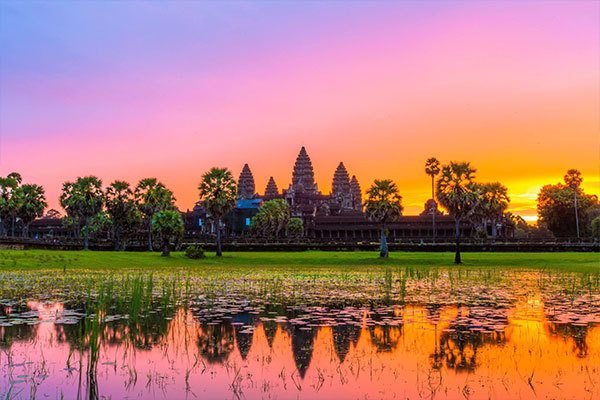 Sunset over Angkor Wat temple, Cambodia