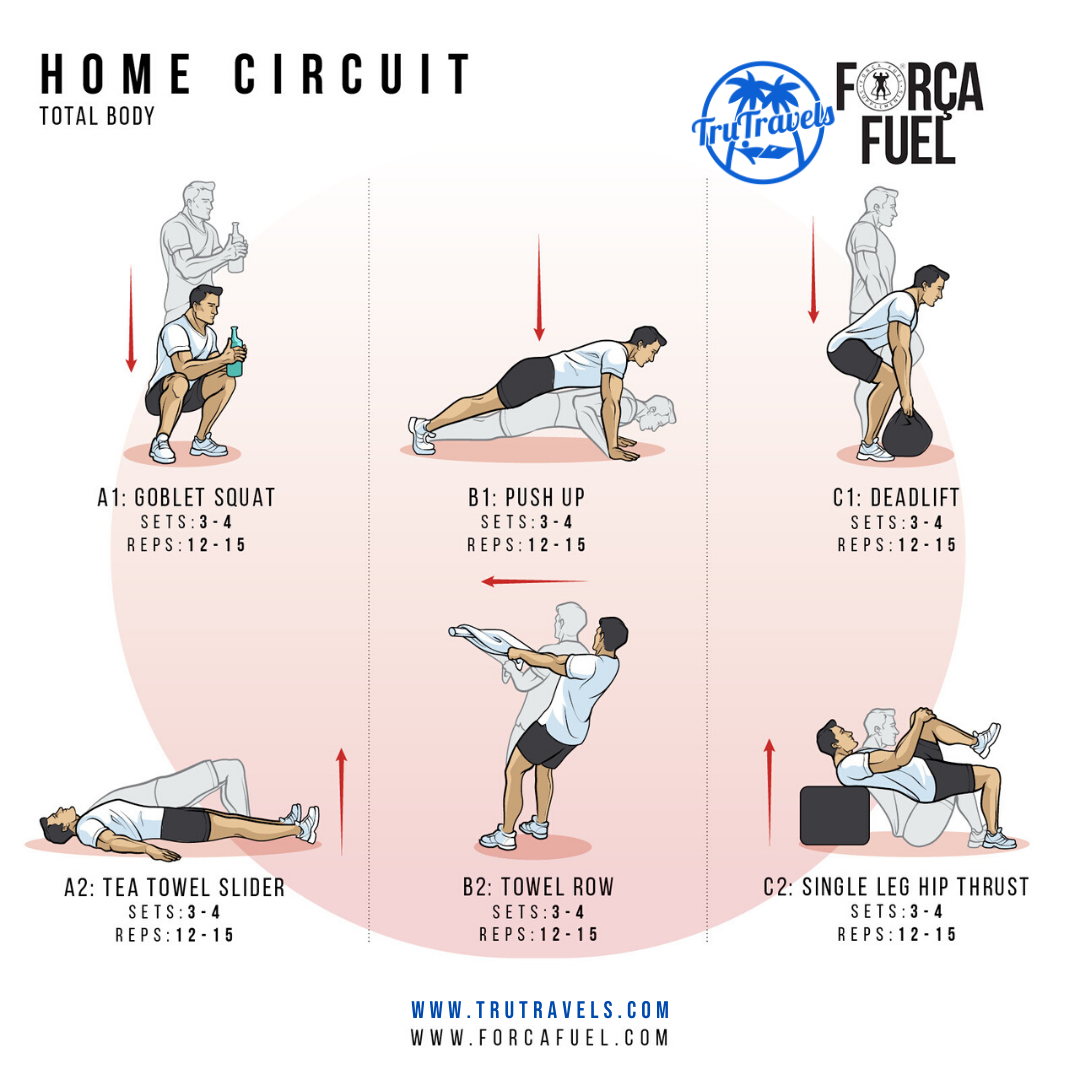 Home circuit graphic - man performing exercises 