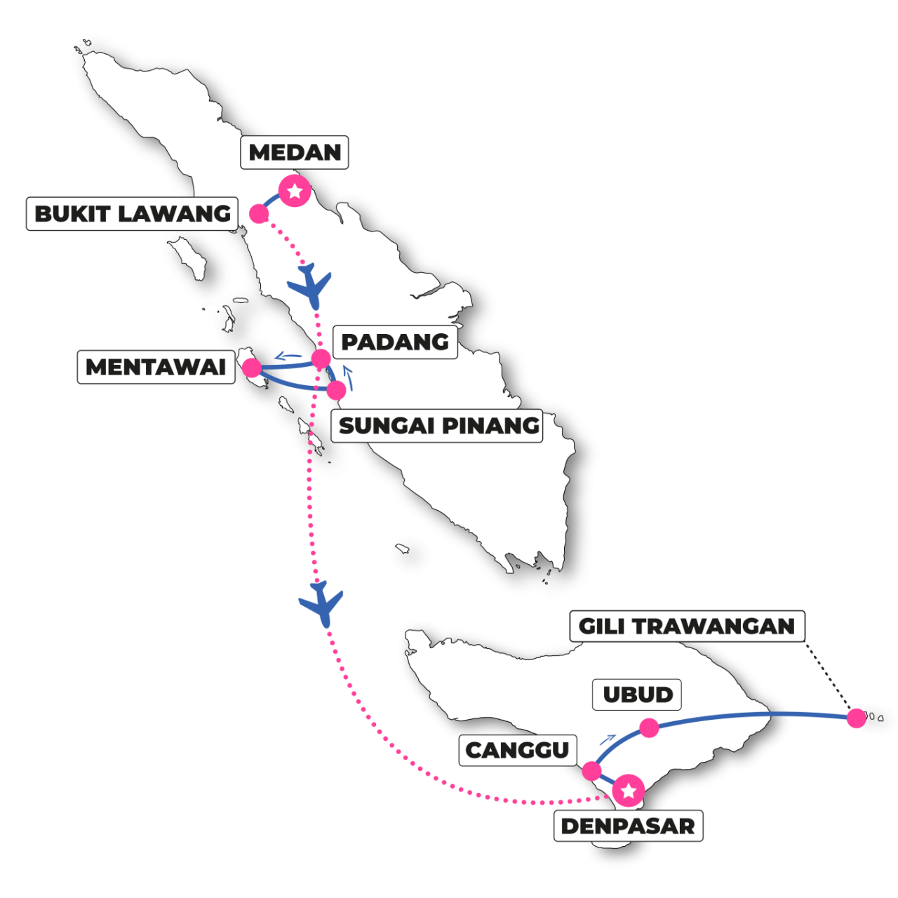 tourhub | TruTravels | Bali & Sumatra Adventure - 18 Day Trip | Tour Map
