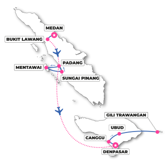 tourhub | TruTravels | Bali & Sumatra Adventure | Tour Map
