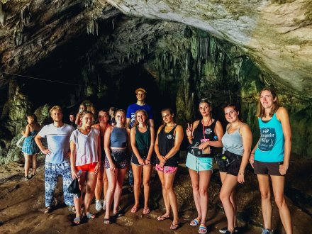 A group photo at the caves in Pai Northern Thailand 